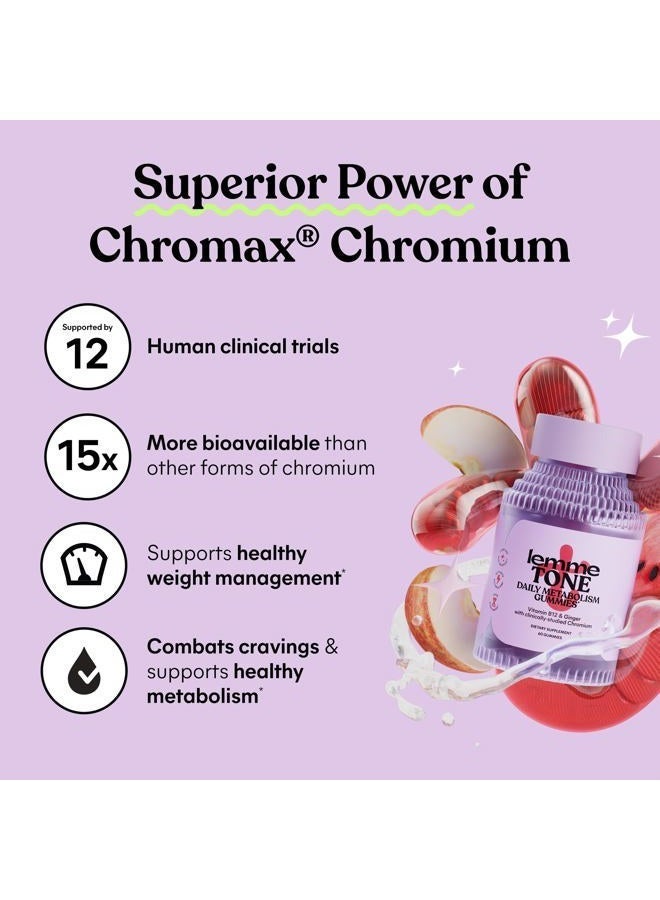 Lemme Tone Metabolism Gummies, Apple Cider Vinegar, Clinically Studied Chromium, B12, Ginger, Promote Lean Body Mass, Watermelon Apple Flavor (30 Day Supply) Packaging may vary - Image 5